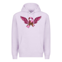 Lilac Breast Cancer ribbon with angel wings Premium Hoodie - FaDigitalArtStudio
