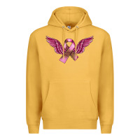 Mustard Breast Cancer ribbon with angel wings Premium Hoodie - FaDigitalArtStudio