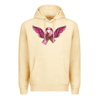 Pina Colada Breast Cancer ribbon with angel wings Premium Hoodie - FaDigitalArtStudio