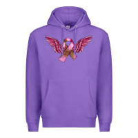 Purple Breast Cancer ribbon with angel wings Premium Hoodie - FaDigitalArtStudio