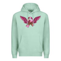 Seafoam Breast Cancer ribbon with angel wings Premium Hoodie - FaDigitalArtStudio