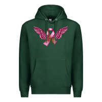 Sports Green Breast Cancer ribbon with angel wings Premium Hoodie - FaDigitalArtStudio