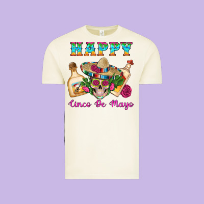 Happy Cinco De Mayo Mexican Skull Tequila Bottle Roses Cactus Vintage Tee Designed By Artiststas