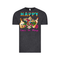 Vintage Black Happy Cinco De Mayo Mexican Skull Tequila Bottle Roses Cactus Vintage Tee - Artiststas