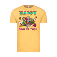 Vintage Mustard Happy Cinco De Mayo Mexican Skull Tequila Bottle Roses Cactus Vintage Tee - Artiststas