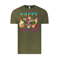 Vintage Olive Happy Cinco De Mayo Mexican Skull Tequila Bottle Roses Cactus Vintage Tee - Artiststas