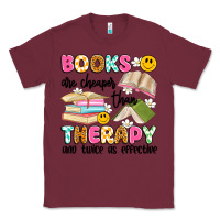 Burgundy books are cheaper than therapy and twice as effective Classic Tee - Artiststas