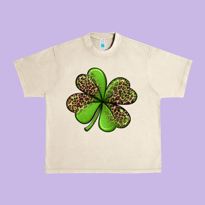 Leopard Shamrock Urban Heavy Tee Designed By Jasminsmagicworld