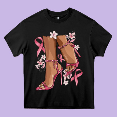 Cancer High Heels Heavy Core Tee Designed By Maliassmallbusiness