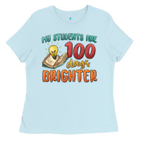 Baby Blue my students 100 days brighter Ladies Tee - MaliasSmallBusiness