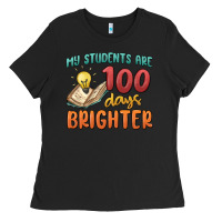 Black my students 100 days brighter Ladies Tee - MaliasSmallBusiness