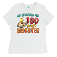 White my students 100 days brighter Ladies Tee - MaliasSmallBusiness