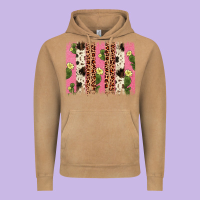 Cactus Leopard Cowhide Brush Stroke Vintage Hoodie Designed By Artiststas