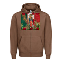 Chestnut Our Lady Of Guadalupe Mexican Flag Roses Cactus Zipper Hoodie - FaDigitalArtStudio