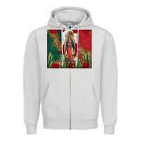 Dove Grey Our Lady Of Guadalupe Mexican Flag Roses Cactus Zipper Hoodie - FaDigitalArtStudio