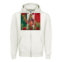Oatmeal Heather Our Lady Of Guadalupe Mexican Flag Roses Cactus Zipper Hoodie - FaDigitalArtStudio