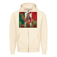 Sandshell Our Lady Of Guadalupe Mexican Flag Roses Cactus Zipper Hoodie - FaDigitalArtStudio
