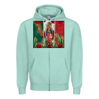 Seafoam Our Lady Of Guadalupe Mexican Flag Roses Cactus Zipper Hoodie - FaDigitalArtStudio