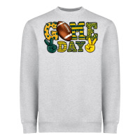 Heather Grey Game day yellow and green team color Heavyweight Sweatshirt - HowdyJamesFarm