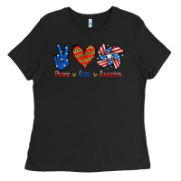 Black Peace Love America Ladies Tee - Jasminsmagicworld