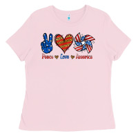 Bubblegum Pink Peace Love America Ladies Tee - Jasminsmagicworld
