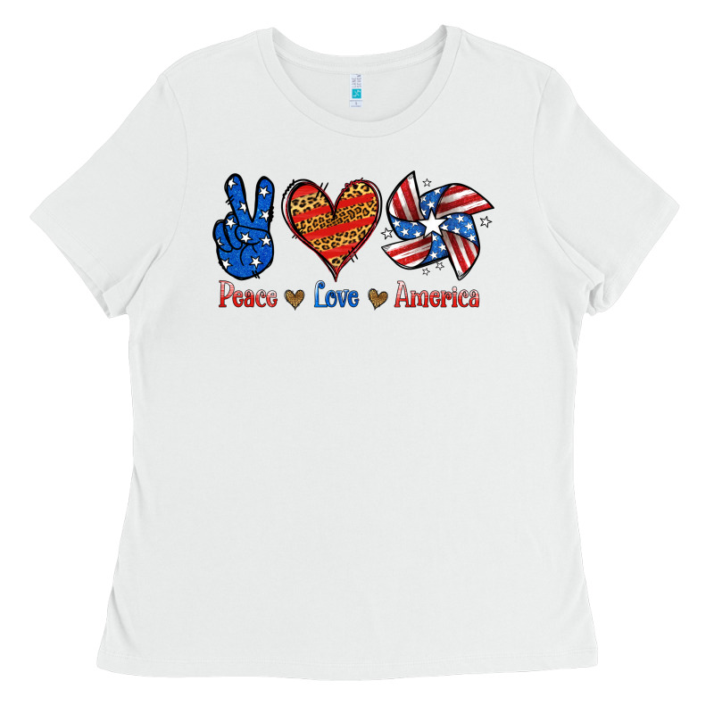 Peace Love America Ladies Tee by Jasminsmagicworld | Teevron