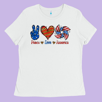 Peace Love America Ladies Tee Designed By Jasminsmagicworld