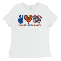 White Peace Love America Ladies Tee - Jasminsmagicworld