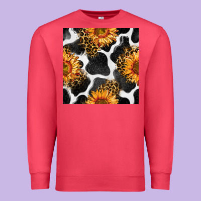 Cowhide Leopard Sunflower Seamless Pattern Premium Sweatshirt Designed By Bundleandbundleshop