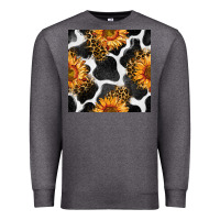 Charcoal Heather cowhide leopard sunflower seamless pattern Premium Sweatshirt - BundleAndBundleShop