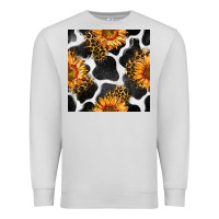 Dove Grey cowhide leopard sunflower seamless pattern Premium Sweatshirt - BundleAndBundleShop