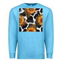 Ocean Blue cowhide leopard sunflower seamless pattern Premium Sweatshirt - BundleAndBundleShop