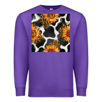 Purple cowhide leopard sunflower seamless pattern Premium Sweatshirt - BundleAndBundleShop