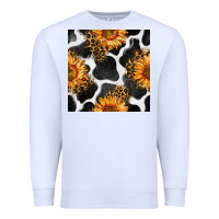 White cowhide leopard sunflower seamless pattern Premium Sweatshirt - BundleAndBundleShop
