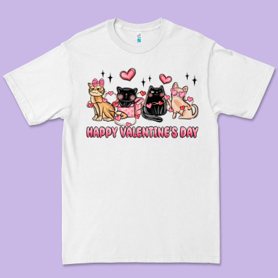 Happy Valentines Day Cats Premium Tee Designed By Maliassmallbusiness