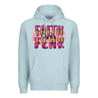 Blue Mist Faith over fear  Breast Cancer Awareness Premium Hoodie - FaDigitalArtStudio