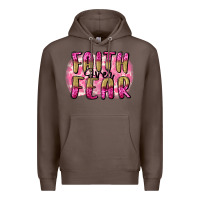 Coffee Faith over fear  Breast Cancer Awareness Premium Hoodie - FaDigitalArtStudio