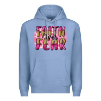 Colony Blue Faith over fear  Breast Cancer Awareness Premium Hoodie - FaDigitalArtStudio