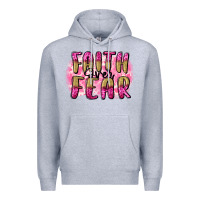 Heather Grey Faith over fear  Breast Cancer Awareness Premium Hoodie - FaDigitalArtStudio