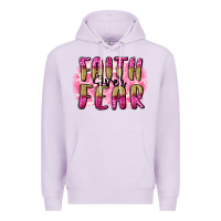 Lilac Faith over fear  Breast Cancer Awareness Premium Hoodie - FaDigitalArtStudio