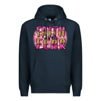 Navy Faith over fear  Breast Cancer Awareness Premium Hoodie - FaDigitalArtStudio