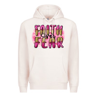 Pale Pink Faith over fear  Breast Cancer Awareness Premium Hoodie - FaDigitalArtStudio