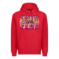 Red Faith over fear  Breast Cancer Awareness Premium Hoodie - FaDigitalArtStudio
