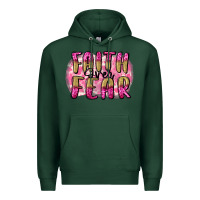 Sports Green Faith over fear  Breast Cancer Awareness Premium Hoodie - FaDigitalArtStudio