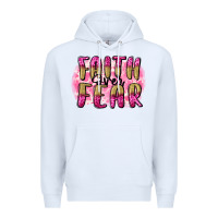 White Faith over fear  Breast Cancer Awareness Premium Hoodie - FaDigitalArtStudio