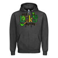 Charcoal Heather One lucky mom St. Patrick's Zipper Hoodie - OliviaCreatesArt
