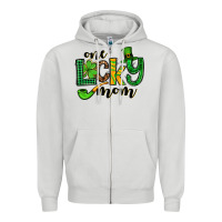 Dove Grey One lucky mom St. Patrick's Zipper Hoodie - OliviaCreatesArt