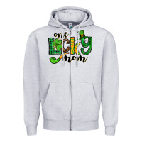 Heather Grey One lucky mom St. Patrick's Zipper Hoodie - OliviaCreatesArt