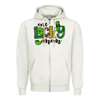 Oatmeal Heather One lucky mom St. Patrick's Zipper Hoodie - OliviaCreatesArt