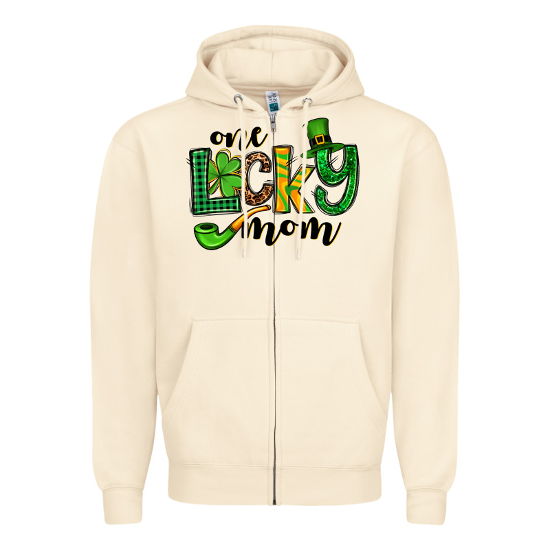 One Lucky Mom St. Patrick's Zipper Hoodie by OliviaCreatesArt | Teevron